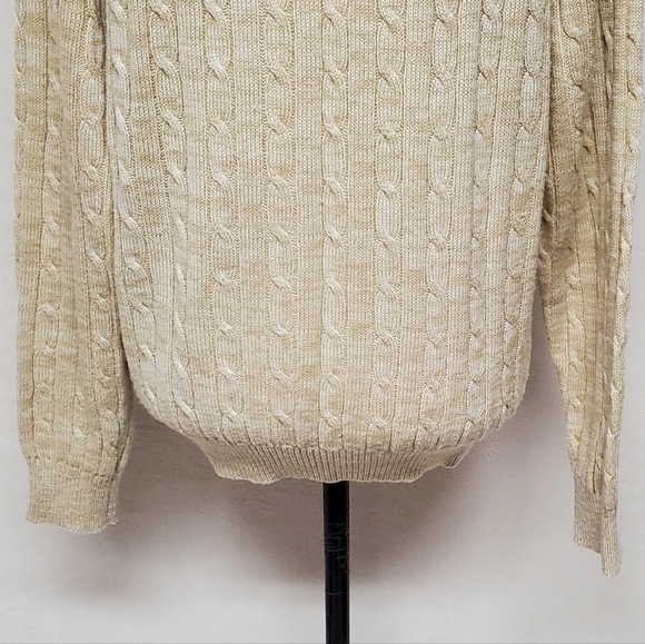 Rare Vintage 60s Onbian Butter Yellow Corded Knit Fisherman Sweater Crewneck Med - Picture 9 of 11